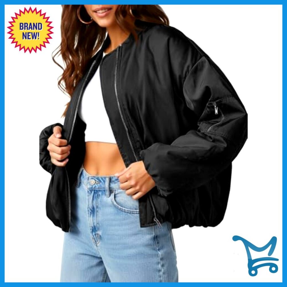 Oversized Bomber Jacket Fully Lined Winter Coat C… - image 2